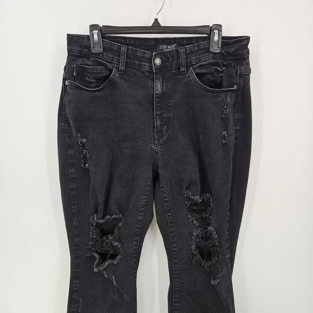 Judy Blue Jeans Womens‎ 16W Black Boyfriend Fit Distressed Plus Normcore Preppy